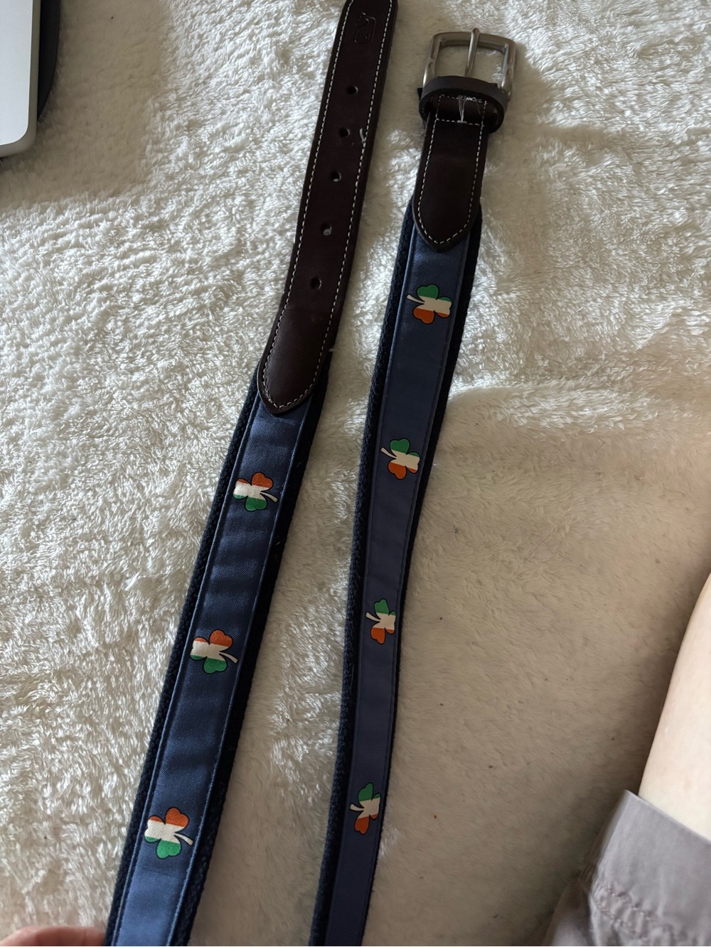 LOT OF 2 Vineyard Vines Men's Canvas Ribbon Belts Size 36 Fish & Shamrocks